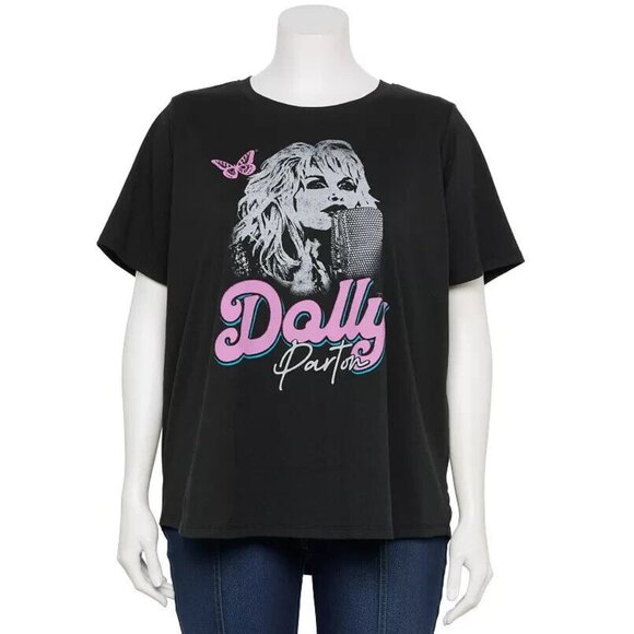 Dolly Parton womens black tee NWT short sleeve 0X - Picture 1 of 8